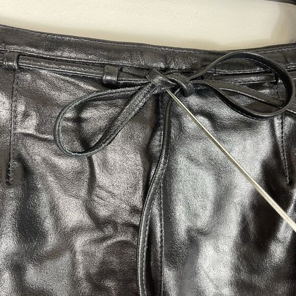 Vintage 90’s High Waist Leather Pencil Skirt Women’s Size 6 Black Belt Mob Wife - Picture 10 of 11